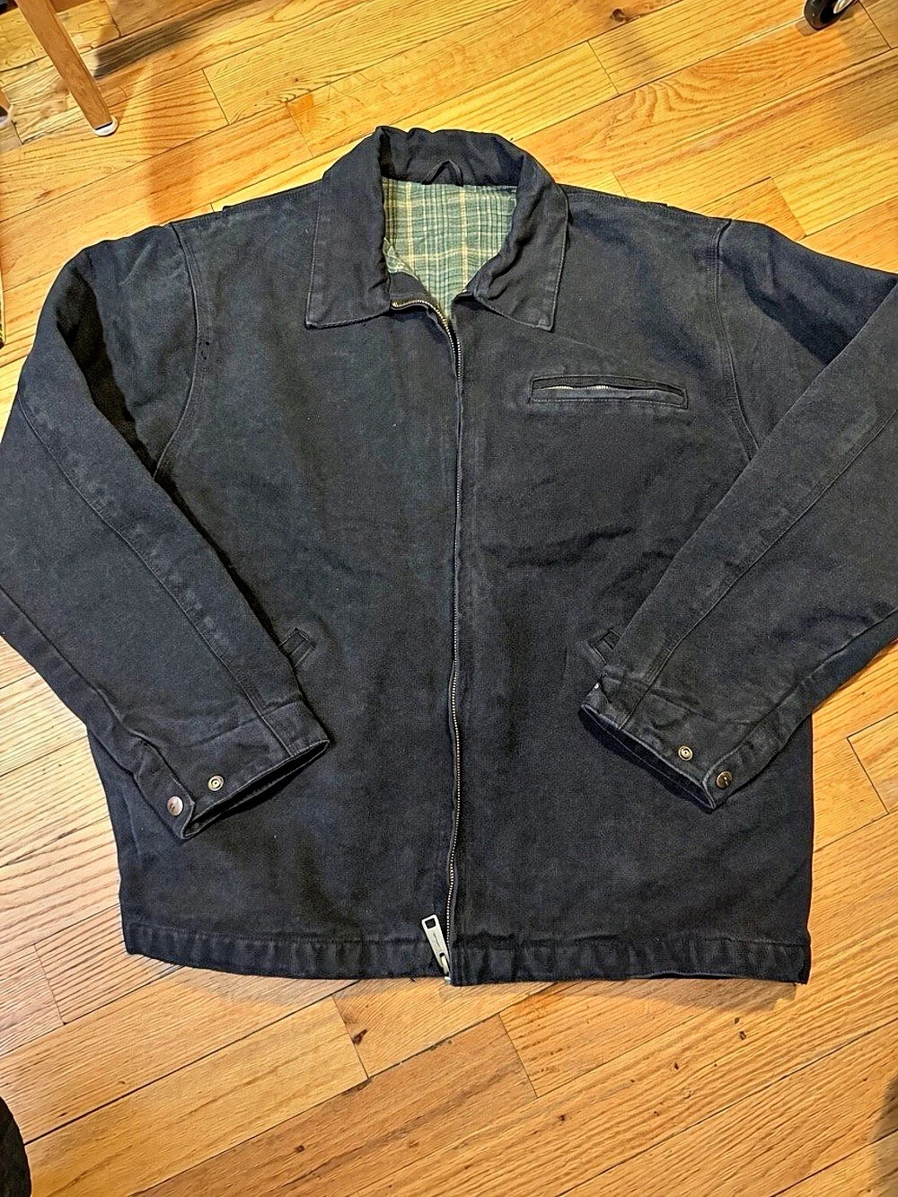 Carhartt style Blanket-Lined Duck Detroit Jacket Men's Black Plaid-Lined